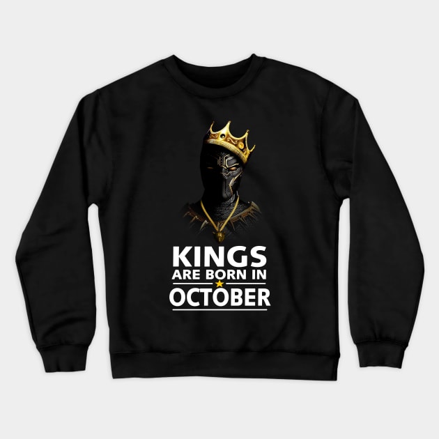 Kings Are Born In October Birthday Gift For Lover Panther Crewneck Sweatshirt by darius2019